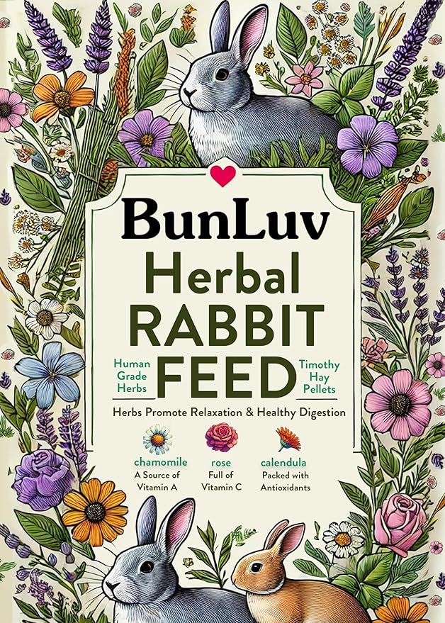 Pampered Chicken Mama Herbal Rabbit Feed 25 LB Bag: Premium Rabbit Food Made with Timothy Hay &amp; Organic Herbs
