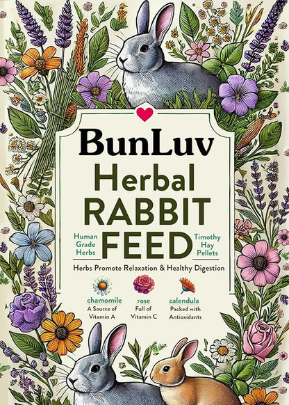 Pampered Chicken Mama Herbal Rabbit Feed 25 LB Bag: Premium Rabbit Food Made with Timothy Hay &amp; Organic Herbs