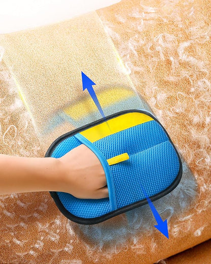 2025 Thickened Electrostatic Pet Hair Removal Gloves (2 Pcs) - Reusable Strong Grooming Gloves for Cats &amp; Dogs, Hair Remover for Couch, Furniture, Carpet, Car Seats &amp; Clothing (Blue)