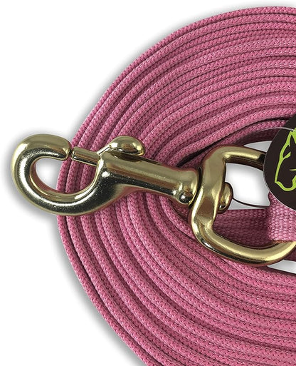 Southwestern Equine Lunge Line for Horses Cotton Horse Lunge Line with Bolt Snap &amp; Rubber Stop (Pink, 24&