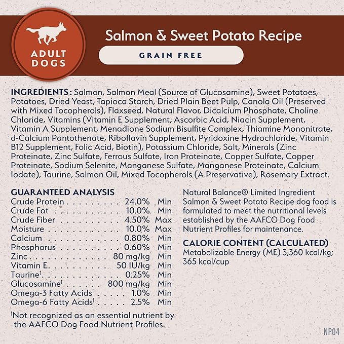 Natural Balance Limited Ingredient Adult Grain-Free Dry Dog Food, Salmon &amp; Sweet Potato Recipe, 12 Pound (Pack of 1)