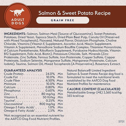 Natural Balance Limited Ingredient Adult Grain-Free Dry Dog Food, Salmon &amp; Sweet Potato Recipe, 12 Pound (Pack of 1)