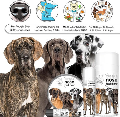 The Blissful Dog Great Dane Nose Butter for Dry, Cracked Skin, Lick-Safe Dog Nose Balm with Moisturizing Shea Butter, Almond, Olive, and Essential Oils, Pet Supplies, Uncented, 0.15 oz.
