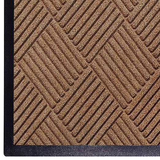 WaterHog Diamond | Commercial-Grade Entrance Mat with Rubber Border – Indoor/Outdoor, Quick Drying, Stain Resistant Door Mat (Medium Brown, 4&