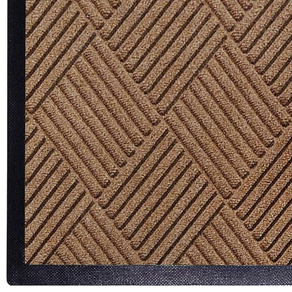 WaterHog Diamond | Commercial-Grade Entrance Mat with Rubber Border – Indoor/Outdoor, Quick Drying, Stain Resistant Door Mat (Medium Brown, 6&