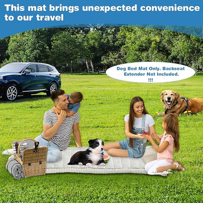 VClife Dog Bed Mat for Car, Anti Slip Pet Bed Travel Pad Comfortable Furry Dog Car Seat Cover for Backseat Extender, Washable Pet Cushion Bed Mat for Indoors &amp; Outdoors (Beige, 51"×23.6")