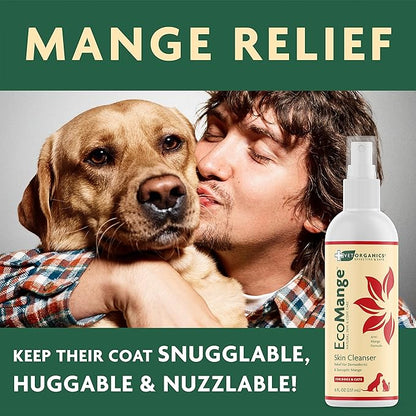 EcoMange Mange Relief for Dogs &amp; Cats – 8 Oz. Cat &amp; Dog Itch Relief, Sarcoptic &amp; Demodectic Mite Spray – Herbal Extract &amp; Essential Oil Itch Relief for Dogs – Natural Cat &amp; Dog Sprays by Vet Organics