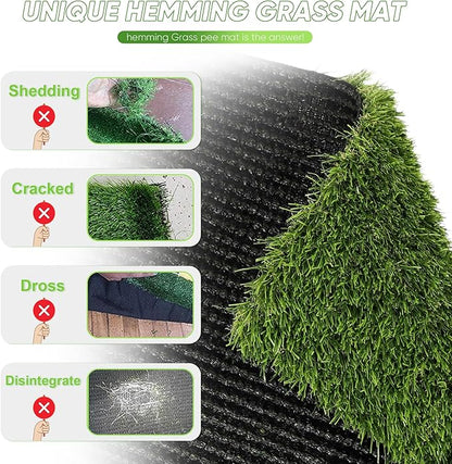Dog Grass Pad with Tray: 2 Pack Grass Pee Pads for Dogs Potty for Puppy Training, 22"x18" Artificial Turf for Dogs with Collection Tray for Indoor /Outdoor /Patio /Balcony, Grey