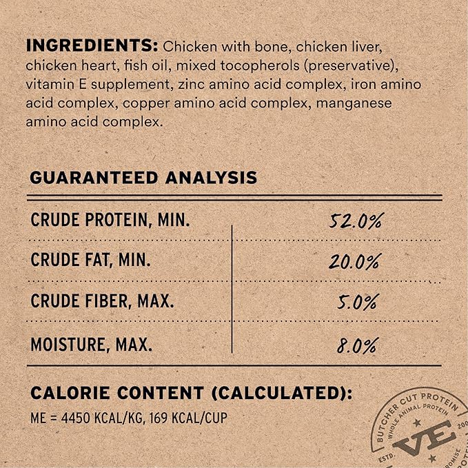 Vital Essentials Freeze-Dried Raw Chicken Meal or Mixer Cat Food Soft Nibs | 99% Chicken, Organs &amp; Bone | 12 oz