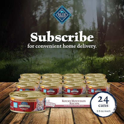 Blue Buffalo Wilderness Rocky Mountain Recipe Flaked Wet Cat Food, Chicken-Free &amp; Grain-Free Recipe, Made with Natural Ingredients, Red Meat in Tasty Gravy, 5.5-oz. Cans (24 Count)
