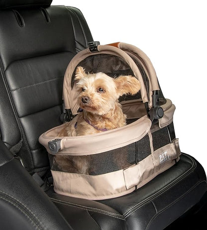 Pet Gear No-Zip View 360 Ultra Lite Pet Safety Carrier &amp; Car Seat for Small Dogs &amp; Cats Push Button Entry, 15", Sand,View 360 Ultra Light 15-inch,Sand
