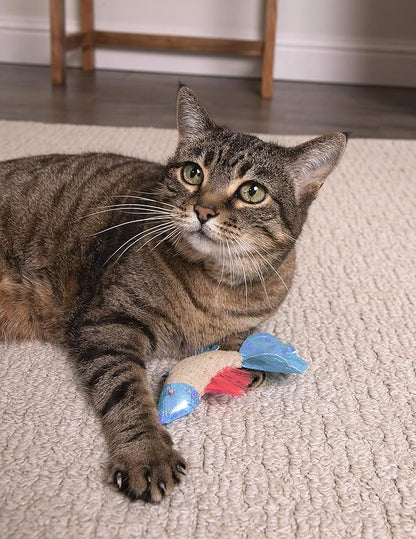 Petlinks Batty Beta Fish Crinkle Catnip Cat Toy - Tan/Blue, One Size