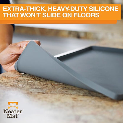 Neater Pet Brands Neater Mat - Waterproof Silicone Pet Bowls Mat - Protect Floors from Food &amp; Water (19" x 12", Gunmetal)