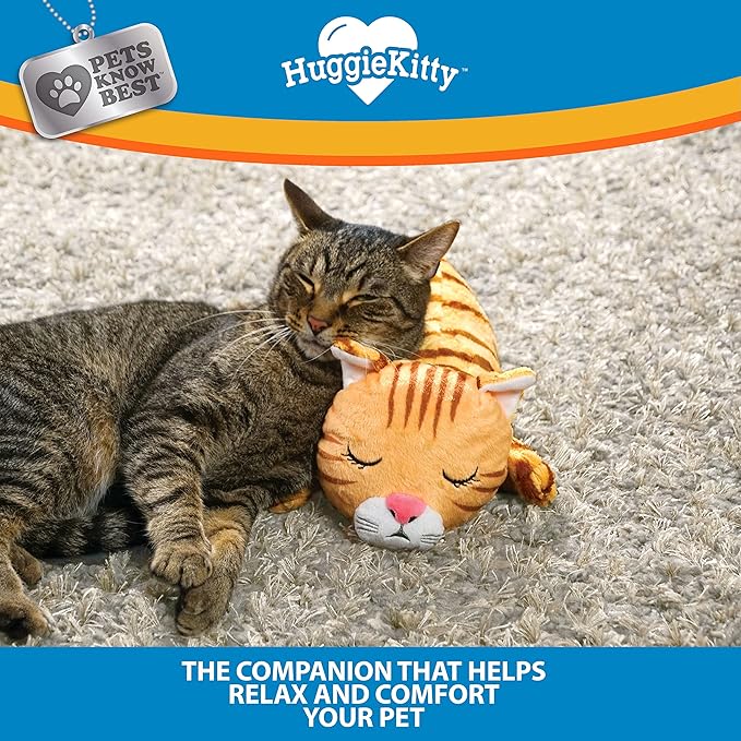 Pets Know Best HuggieKitty | Comfort Purring Companion with Heartbeat Sleep Aide for Cats &amp; Kittens, Heating for Calming Relief, Carrier &amp; Behavioral Training Essential, Breeds, Orange