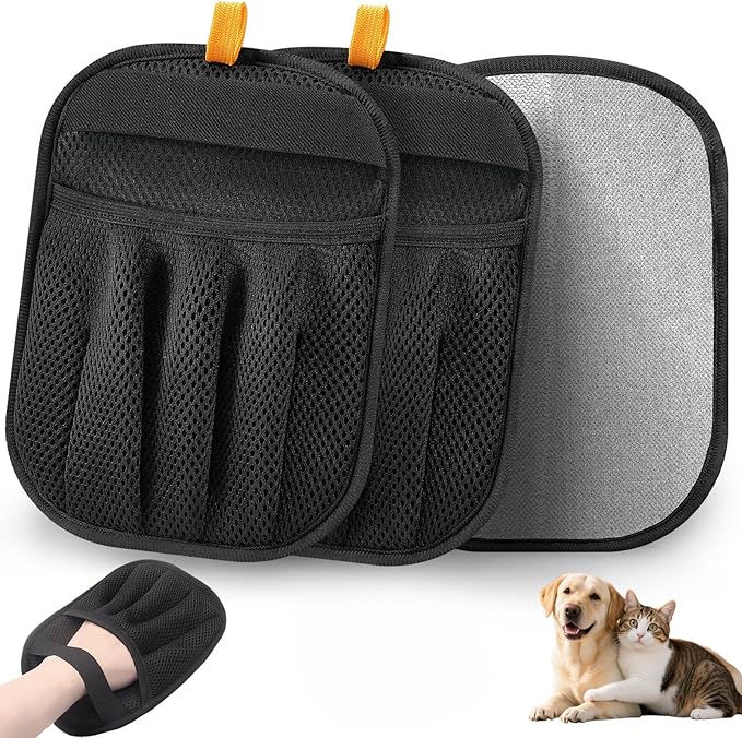 2Pcs Pet Hair Removal Glove for Cats &amp; Dogs, 2025 Newly Upgraded Five-Finger Electrostatic Pet Hair Gloves, Reusable Pet Hair Remover Tool for Couch, Clothing, Car Seat,Carpet