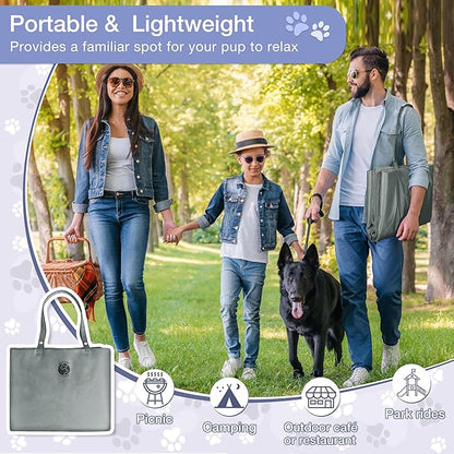 Kritter Planet Waterproof Foldable Dog Bed Pad for Camping &amp; Travel, Portable Roll-Up Dog Bed Car Seat Pet Cushion Mat with Handles for Small &amp; Medium Dogs, Indoor &amp; Outdoor Use