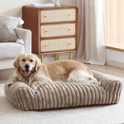 Arlee Saddle Sofa Memory Foam Pet Bed, Comfortable &amp; Washable, Ideal for Dogs and Puppies, Extra Comfort, Couch Design, Crate &amp; Kennel Furniture, Pet Supplies &amp; Essentials, Tan, Large
