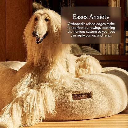 UnHide Floof Pet Bed - XL (40"x14") - Extra Soft Dog Bed - Removable Faux Fur Cover - Machine Washable - Helps Ease Pet Anxiety &amp; Provides The Perfect Sleep, Taupe Ducky