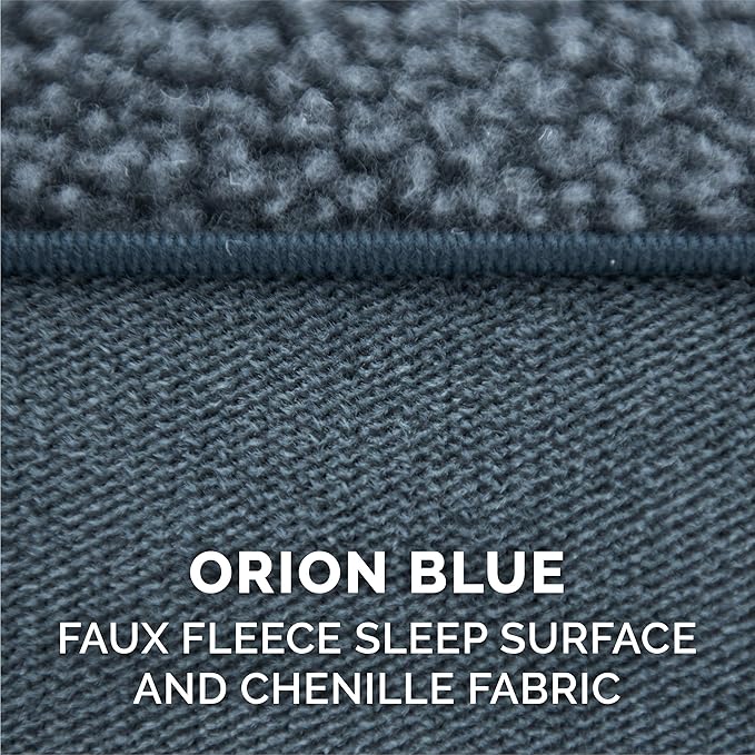 Furhaven Pillow Dog Bed for Medium/Small Dogs w/ Removable Bolsters &amp; Washable Cover - Sherpa &amp; Chenille Sofa - Orion Blue, Medium