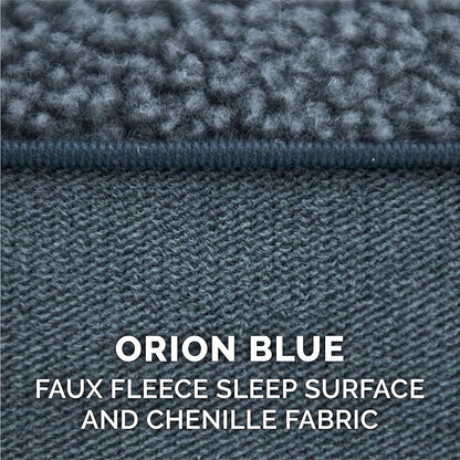 Furhaven Pillow Dog Bed for Medium/Small Dogs w/ Removable Bolsters &amp; Washable Cover - Sherpa &amp; Chenille Sofa - Orion Blue, Medium