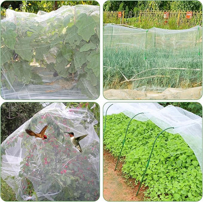 Garden Netting Kit, 10X30 Ft Garden Ultra Fine Mesh Net Bird Barrier Protection with Garden Hoops for Protect Garden Vegetables Flowers Shrubs Fruit Trees Indoors &amp; Outdoors Plant Beds Greenhouse