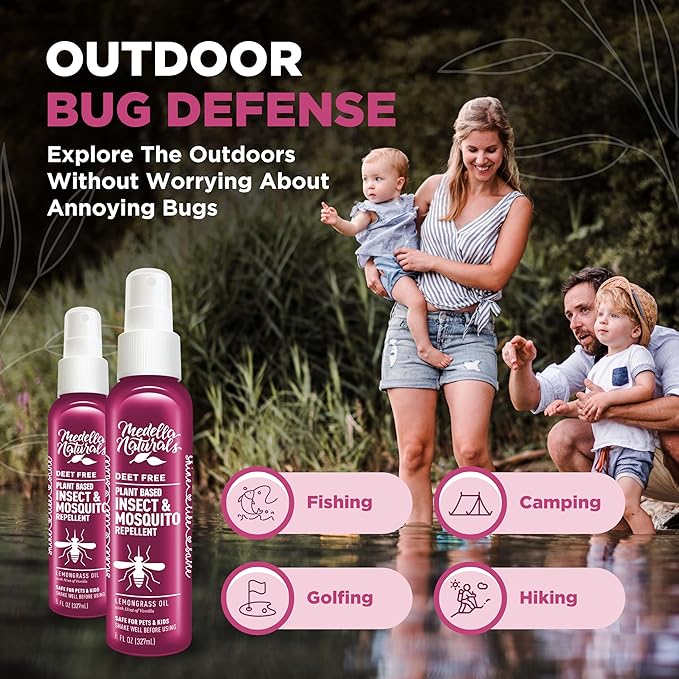 Shine Like Sable Deet-Free Insect &amp; Mosquito Repellent 2 Pack 8oz – Kid &amp; Pet-Safe, Pleasant Insect Repellent w/Lemongrass Oil - Insect Repellent Against Mosquitoes, Gnats, Black Flies, &amp; No-See-ums
