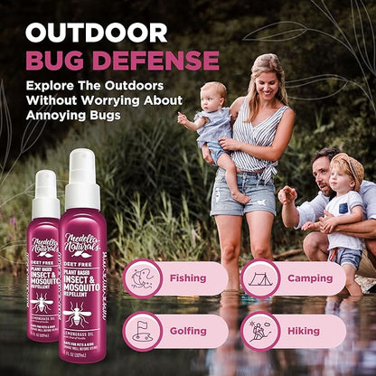 Shine Like Sable Deet-Free Insect &amp; Mosquito Repellent 2 Pack 8oz – Kid &amp; Pet-Safe, Pleasant Insect Repellent w/Lemongrass Oil - Insect Repellent Against Mosquitoes, Gnats, Black Flies, &amp; No-See-ums