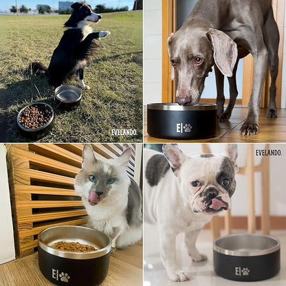 EVELANDO® Premium Dog Food Bowl 32 oz Stainless Steel 4 Cups Small Medium Dog Bowls Non Slip &amp; BPA-Free S M L Pet Water Bowl Platos para Perros Indoor Outdoor Pet Dish Feeder Water and Food Dish