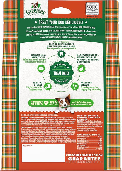 Greenies Pumpkin Spice Flavor Petite Size,Veterinarian-Recommended for Dental Care, Dog Treat Chews, Limited Edition, 12 oz., Pack of 40