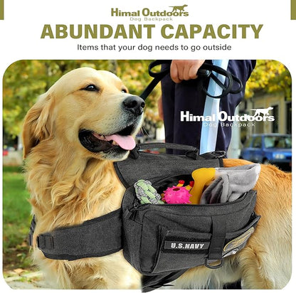 Himal Outdoors Dog Backpack &amp; Saddle Bag, Tactical Hiking Backpack for Large Dogs with Side Pockets &amp; Adjustable Strap