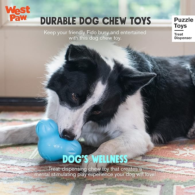 West Paw Zogoflex Tux Interactive Treat Dispensing Dog Chew Toy for Aggressive Chewers, 100% Guaranteed Tough, It Floats!, Made in USA, Small, Tangerine