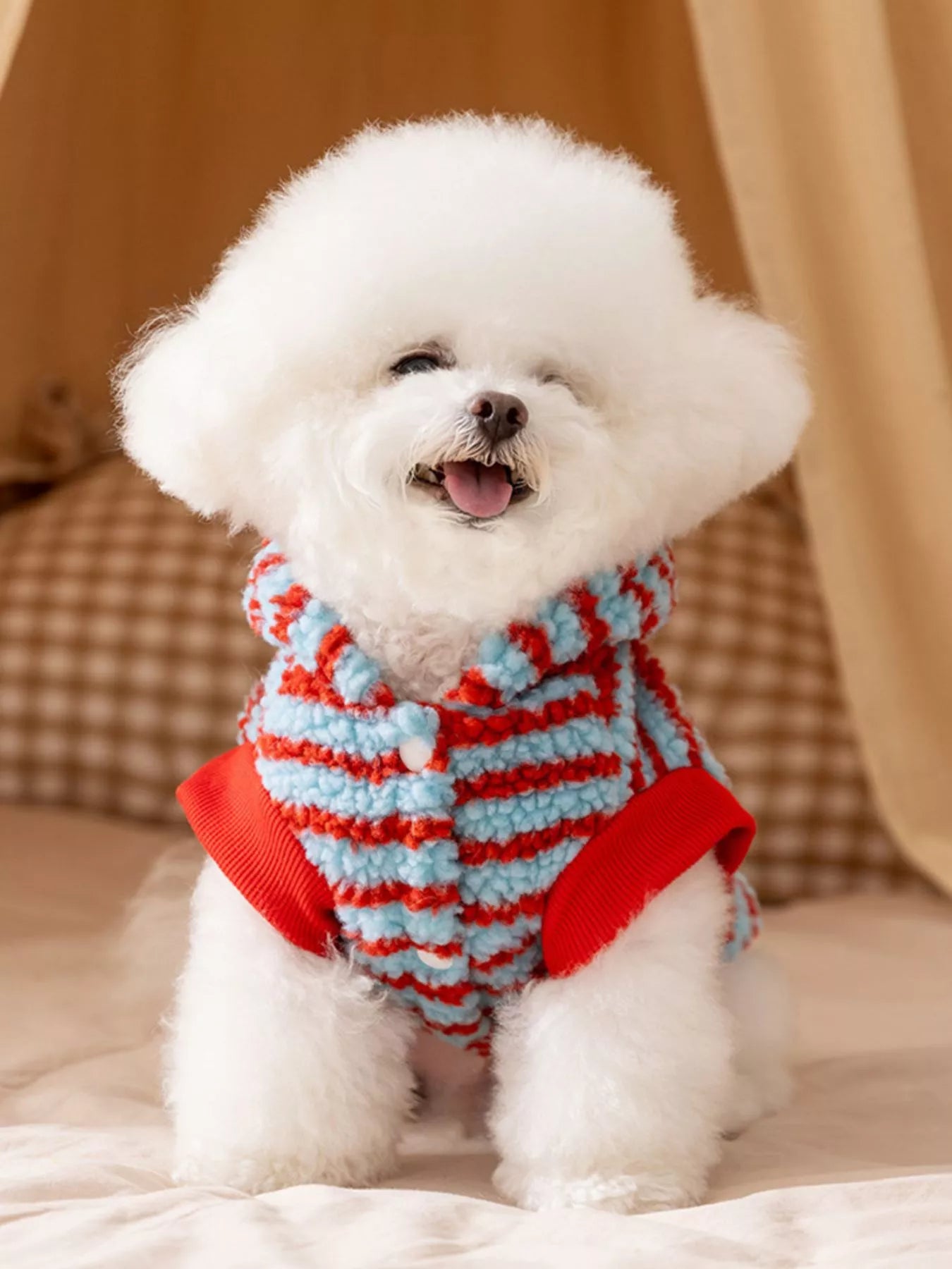 Striped Hooded Plush Pet Sweater