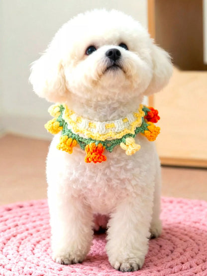Handmade Crochet Floral Pet Scarf