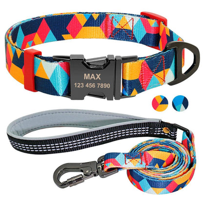 Personalized Pet Id Dog Collar With Customizable Dog Tag