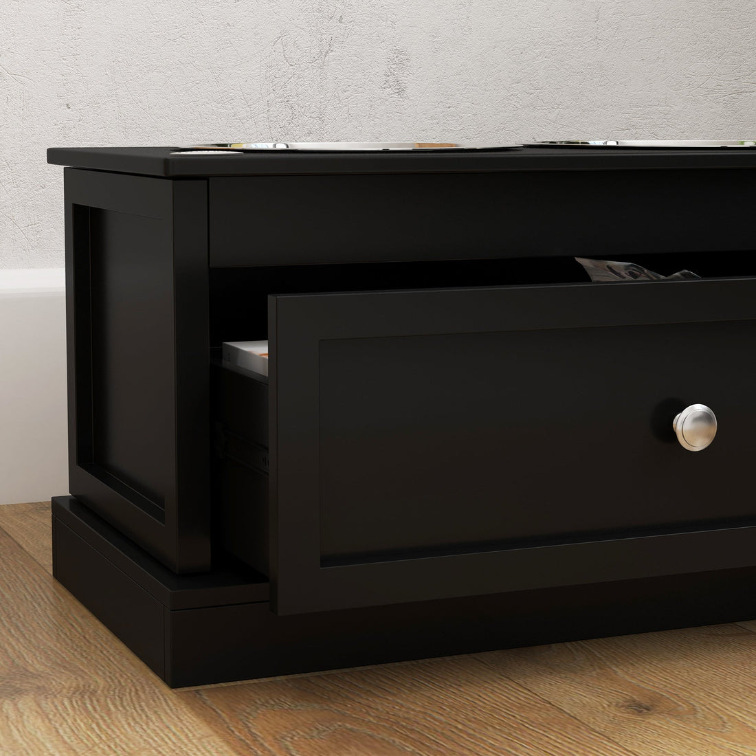 PawHut Large Elevated Dog Bowls with Storage Drawer
