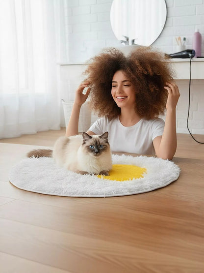 Fried Egg Design Plush Pet Mat