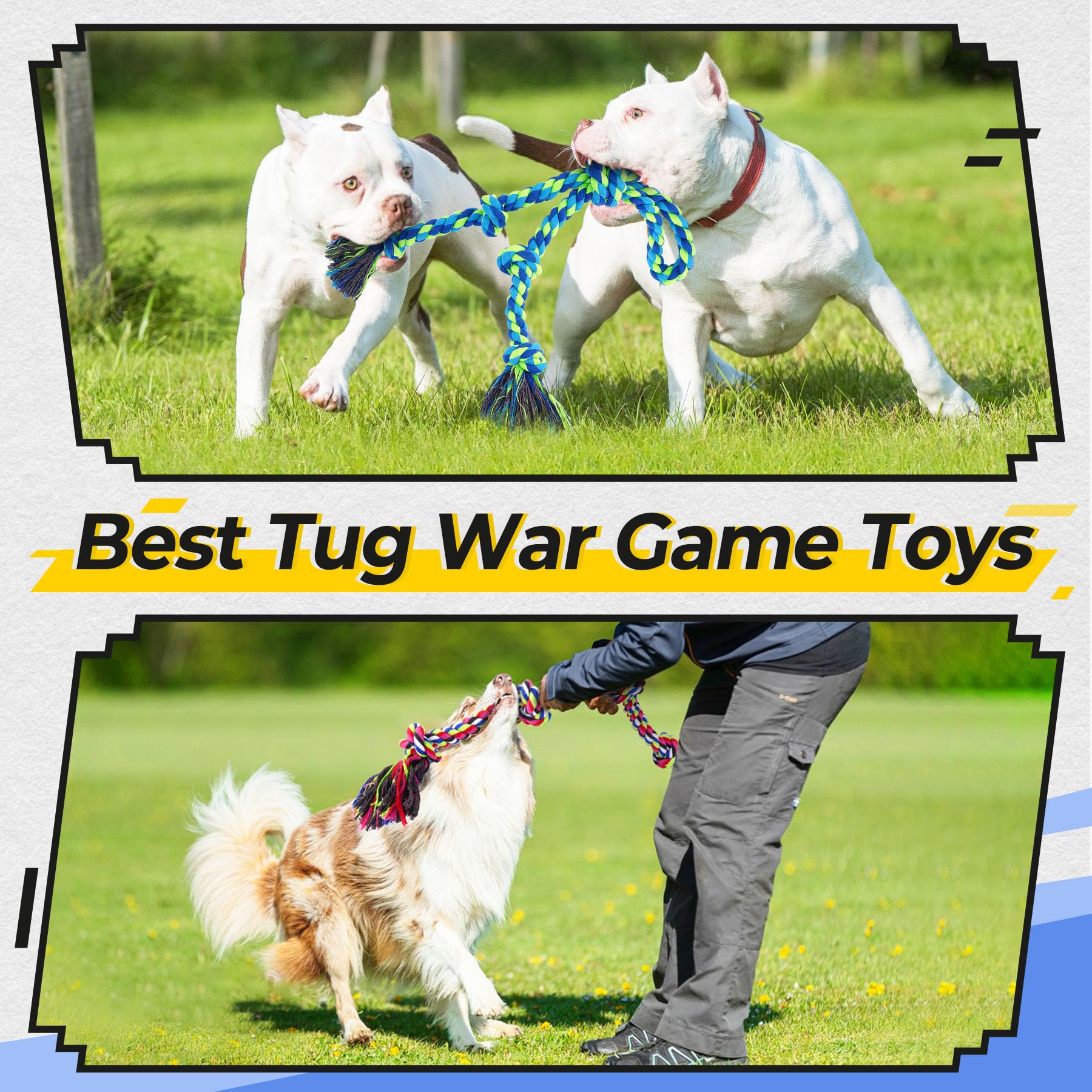 Tough Dog Rope Toys For Aggressive Chewers, Tough Tug Of War Dog Toys For Large, Medium &amp; Small Dogs