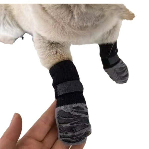 Dog &amp; Cat Waterproof Sock Shoes 4-Pack — 2 Patterns, Sizes XS–XL