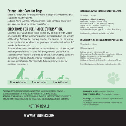Dog Joint Supplement Powder Glucosamine Chondroitin MSM Collagen 30Ct