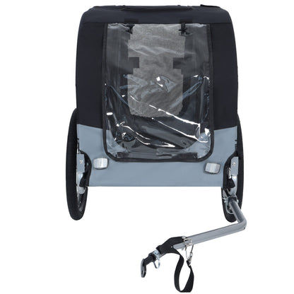 Large Folding Bike Trailer for Dogs – 66LB Capacity All-Terrain Pet Carrier, Durable Steel Frame for Cycling, Jogging, Camping &amp; Outdoor Adventures, Black- Gray