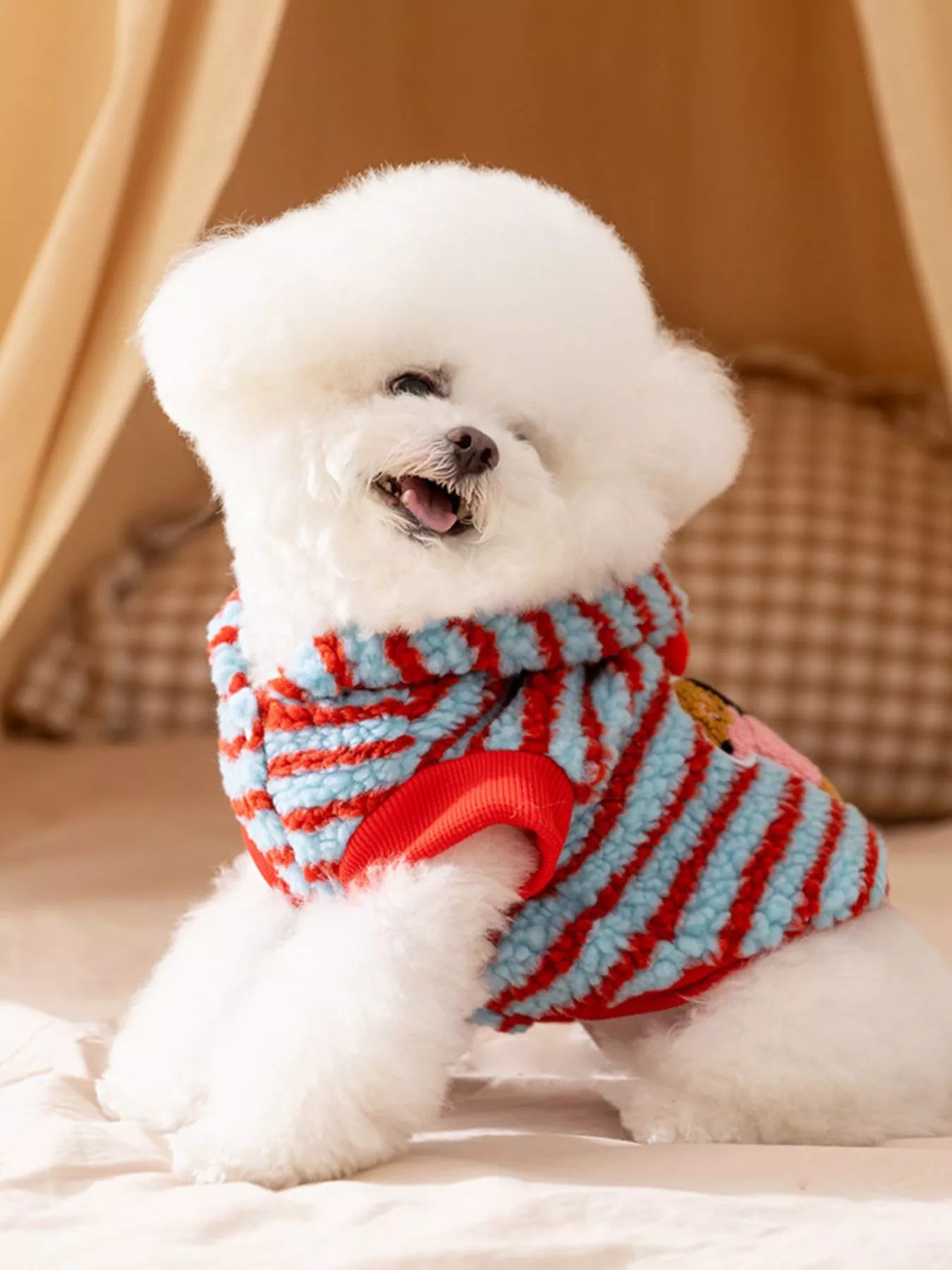Striped Hooded Plush Pet Sweater