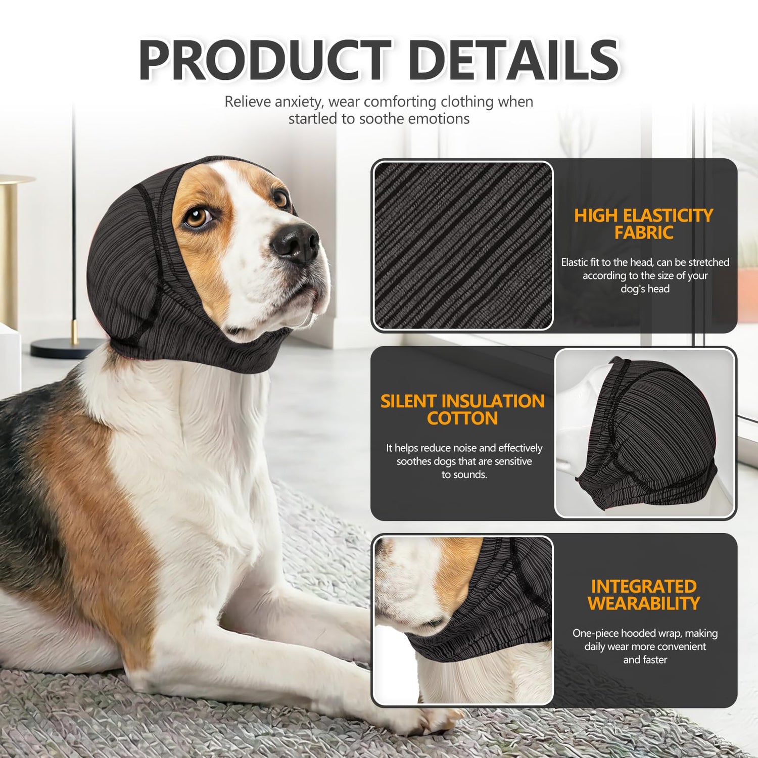 Soft Dog Ear Cover For Loud Noises,Thunderstorm&amp;Fireworks-Dog Ear Wrap Hematoma For Ears Surgery Recovery Prevent Shaking, Scratching-Dogs Head Cover For Bathing, Grooming, Rainy Walks,Swimming