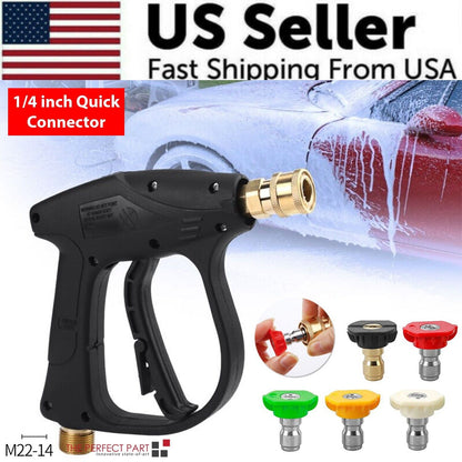 4000 PSI High Pressure Washer Gun — 1/4" Quick Connect, M22-14mm, 5 Nozzle Tips