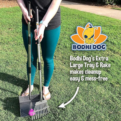 Bodhi Dog Pooper Scooper for Large Dogs - Heavy Duty Metal Poop Scoop w/Long Handle Tray &amp; Rake - Dog Poop Scooper for Yard, Grass, Street, Gravel &amp; Outdoor Areas - Pet Waste Cleanup Tool
