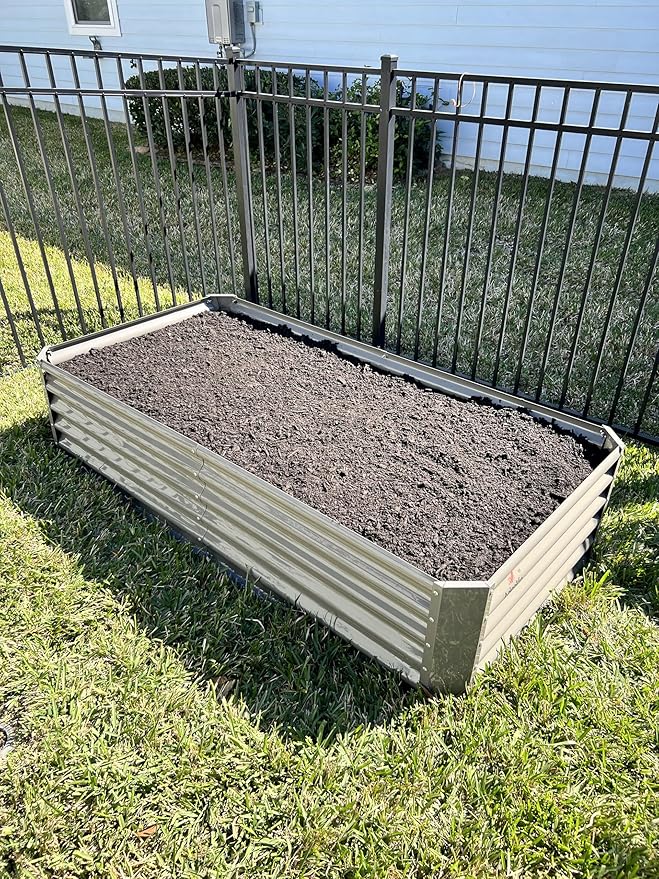 A ANLEOLIFE 6X3X1.5 ft Galvanized Raised Garden Beds Outdoor, Rectangular Metal Planter Box for Planting Vegetables Flowers Herb, Anti-Rust &amp; Easy-Setup, Quartz Grey