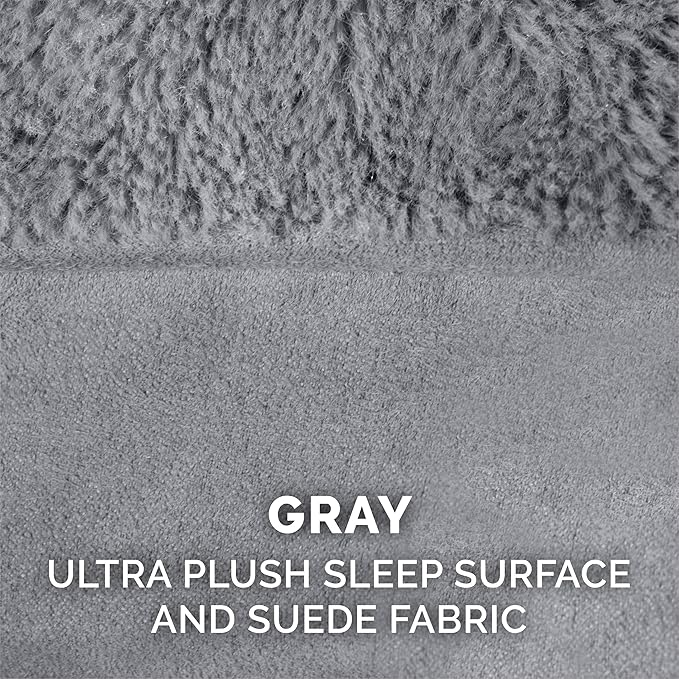Furhaven Orthopedic Dog Bed for Large Dogs w/ Removable Bolsters &amp; Washable Cover, For Dogs Up to 95 lbs - Plush &amp; Suede Sofa - Gray, Jumbo/XL