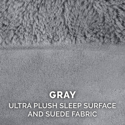 Furhaven Pillow Dog Bed for Medium/Small Dogs w/ Removable Bolsters &amp; Washable Cover - Plush &amp; Suede Sofa - Gray, Medium