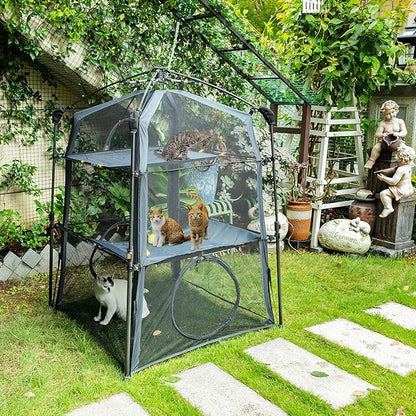 X-Large Catio Outdoor Cat Enclosure and Cat Tower Tent for Indoors and Outdoor,3 Tier Spacious Cat Tent,Portable and Foldable Catio,Two Doors Design can Assemble More Shapes (Patented)