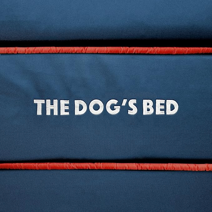The Dog’s Bed, Medium Blue/Red 30x23.5, Memory Foam, Pain Relief: Arthritis, Hip &amp; Elbow Dysplasia, Post Surgery, Lameness, Supportive, Calming, Waterproof Washable Cover, Veterinary Approved