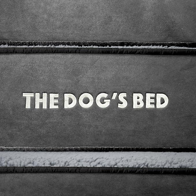 The Dog’s Bed, XL Grey Plush 43.5x34,Solid Memory Foam, Pain Relief: Arthritis, Hip &amp; Elbow Dysplasia, Post Surgery, Lameness, Supportive, Calming, Waterproof Washable Cover, Veterinary Approved